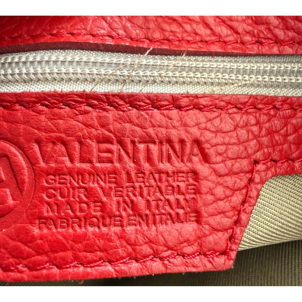 Valentina Red Pebbled Leather Crossbody Bag Gold Hardware Italian Made Handbag - Picture 12 of 13